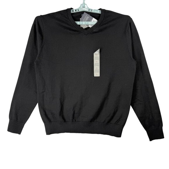 St. Johns Bay Men's Pullover Super Soft Black V-Neck Sweater Size Large NWT - Picture 1 of 10